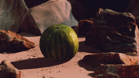 Frische-Wassermelone-An-Einem-Wunderschönen-Sandstrand
